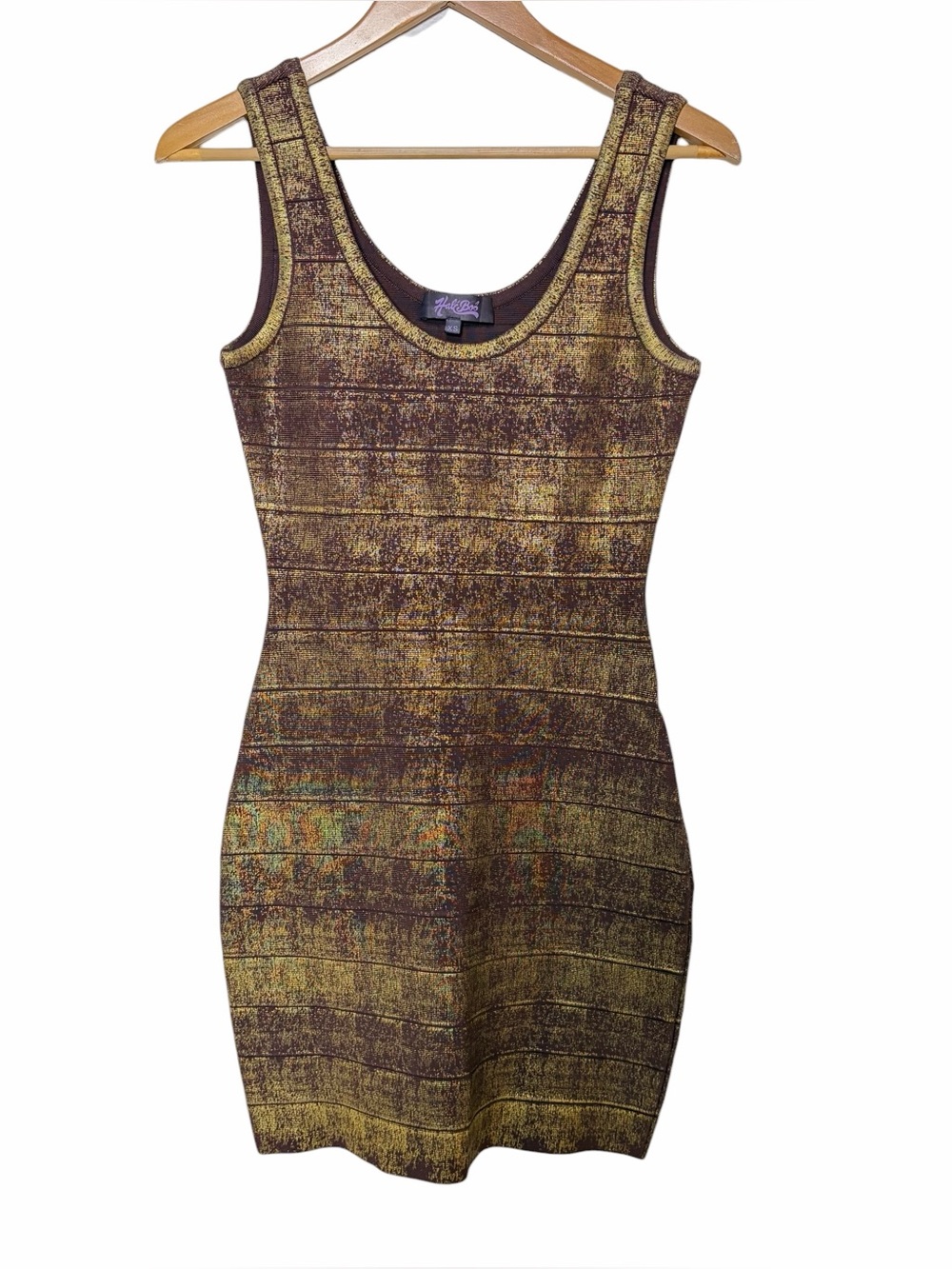 Hale Bob gold metallic bandage bodycon mini dress